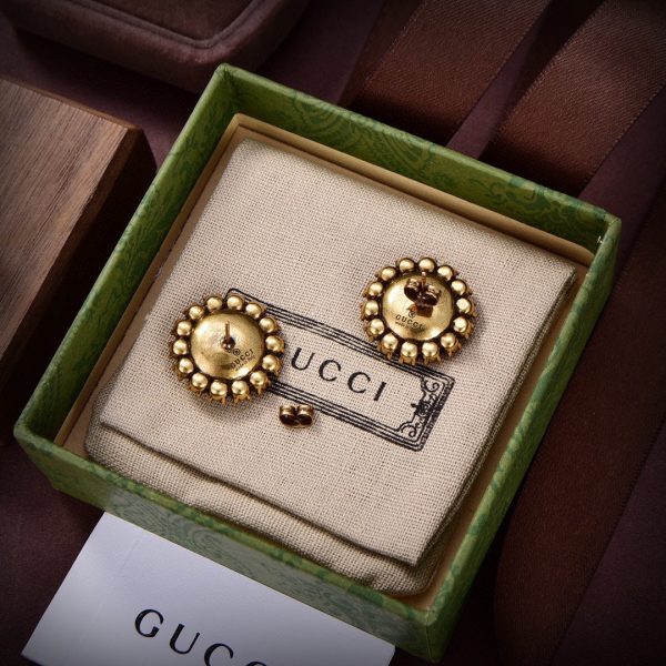 18K Double G Flower Crystals Earrings - 图片 4