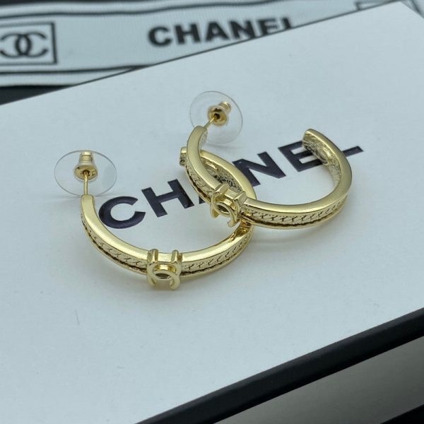 18K CC Circle Zircon Earrings - Image 3