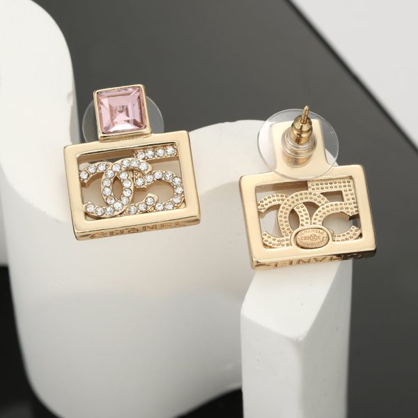 18K CC Square Diamond Earrings - 图片 6