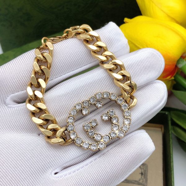 18K Double G Interlocking G Diamond Chain Bracelet - 图片 2