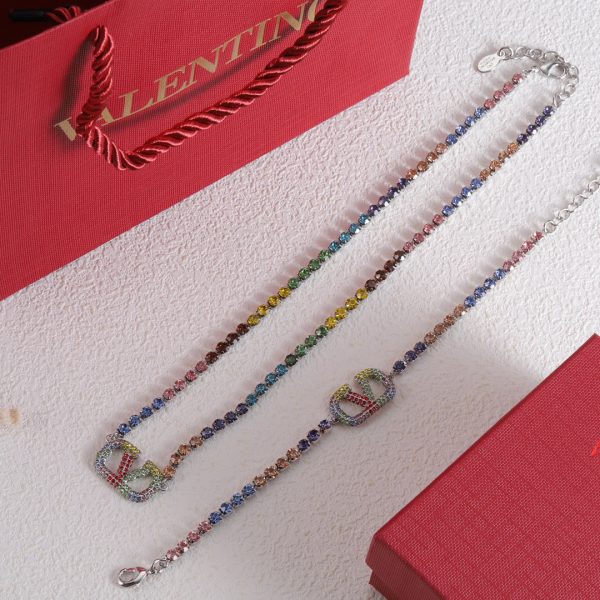 18K Vlogo Multi-Color Crystals Necklace - Image 3