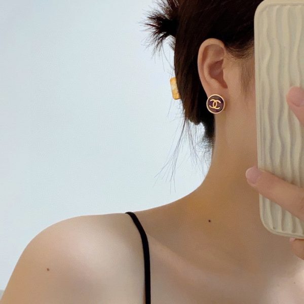 18K CC Colorful Round Earrings - 图片 4