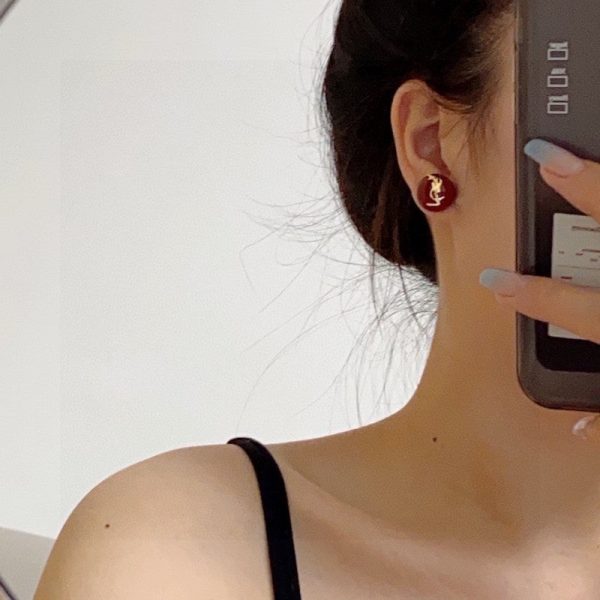 18K Saint White & Red Earrings - 图片 7