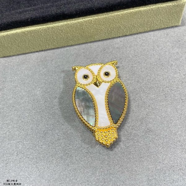 18K Lucky Animals Owl Clip Brooch - 图片 3