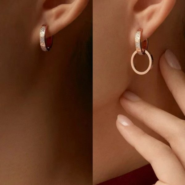 18K Love Pave Diamond Earrings - 图片 11