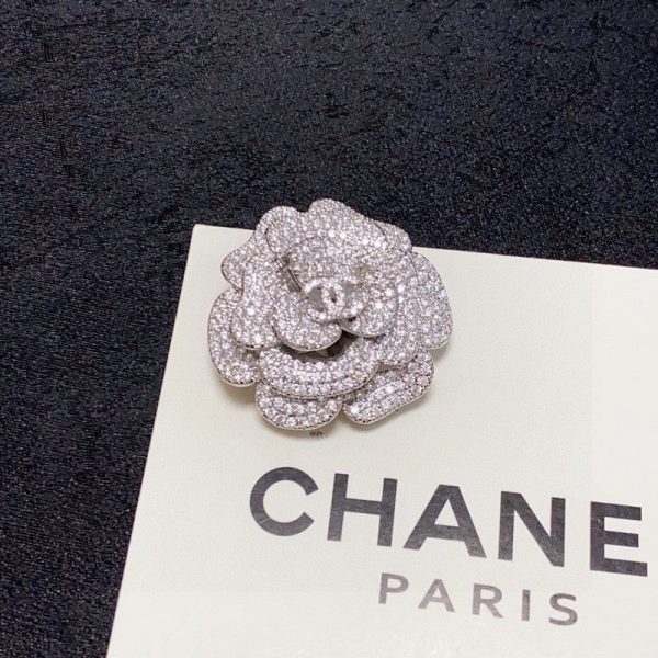 18K CC Full Diamond Camellia Brooch - 图片 3