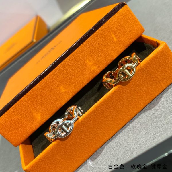 18K Chaine D'Ancre Enchainee H Ring - 图片 5