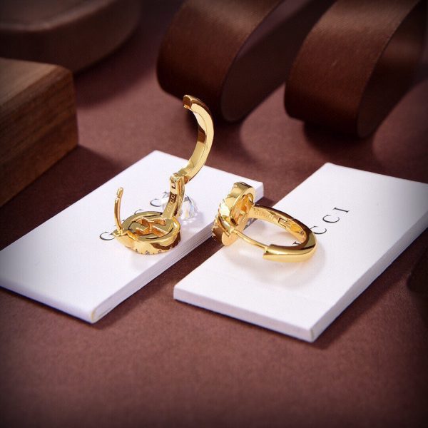 18K Double G Interlocking G Diamond Earrings - 图片 4