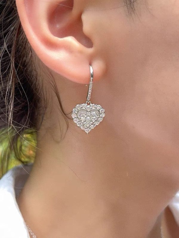18K T Heart Diamonds Earrings - 图片 2