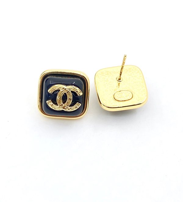 18K CC Square Resin Earrings - 图片 3