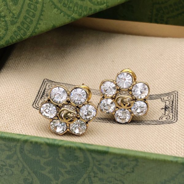 18K Double G Crystals Earrings - 图片 4