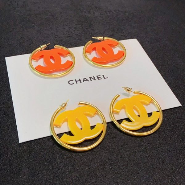 18K CC Color Logo Earrings - 图片 7