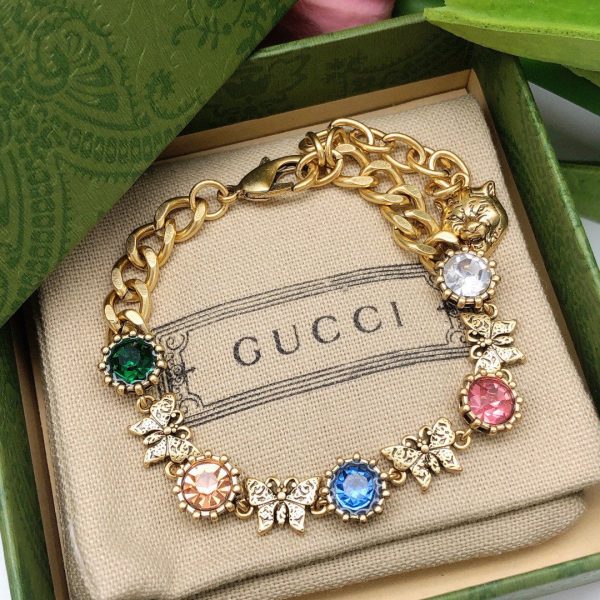18K Double G Interlocking G Crystals Bracelet - 图片 3