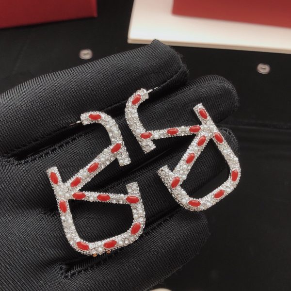 18K Vlogo Red Crystal Earrings - 图片 4