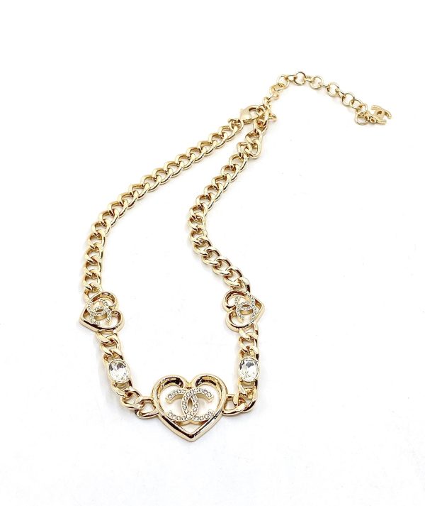 18K CC Heart Diamonds Chain Necklace - 图片 3