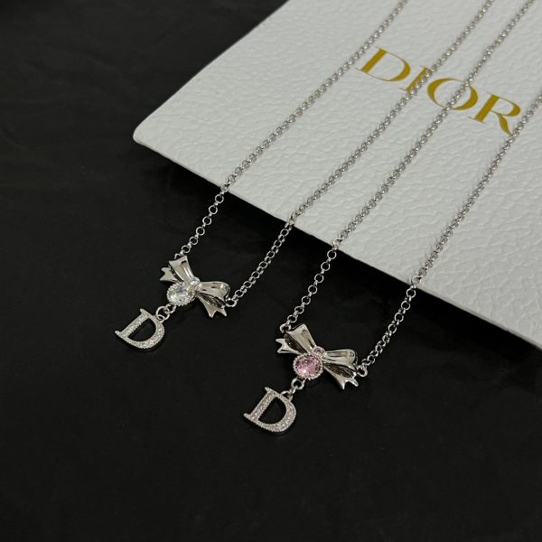 18K CD Bowknot Vintage Necklace - 图片 3