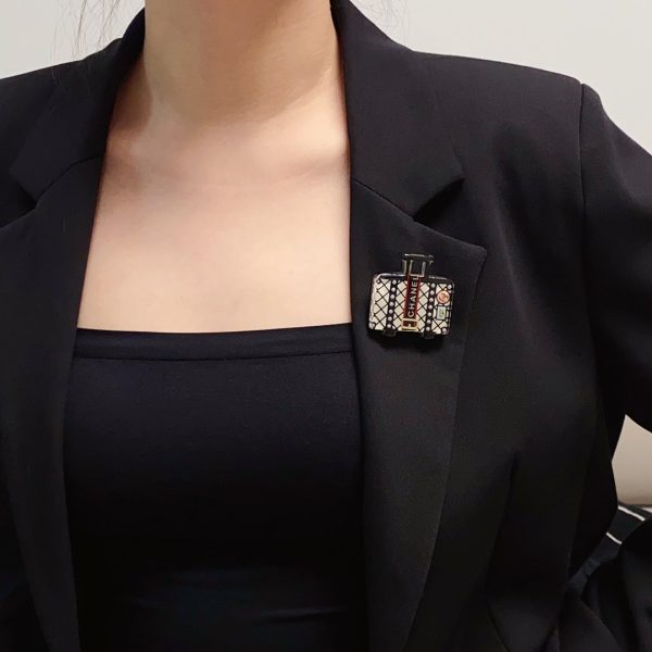 18K CC Suitcase Pattern Brooch - 图片 6
