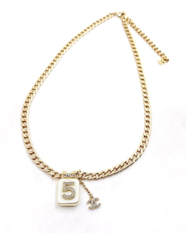 18K CC No.5 Perfume Pendant Chain Necklace - 图片 3