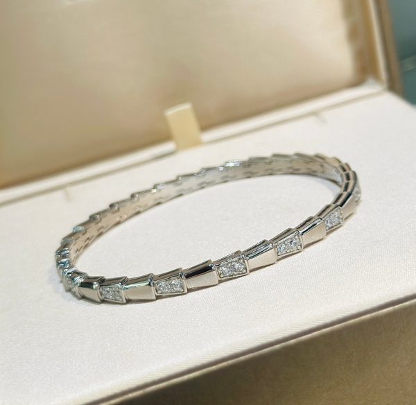 18K BV Serpenti Viper Demi Pave Diamond Bracelet - 图片 7