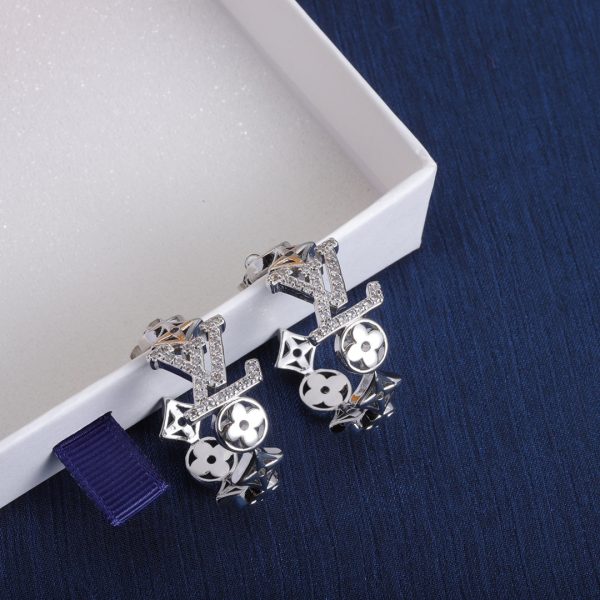 18K Louis Script Diamonds Earrings - 图片 4