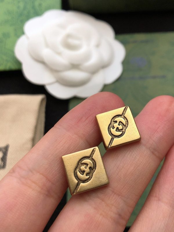 18K Double G Cube Earrings - 图片 4