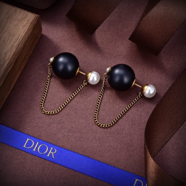 18K CD Tribales Black Resin Pearl Earrings - 图片 5