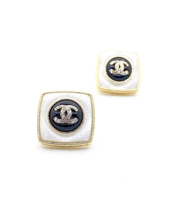 18K CC Pearl Square Earrings - 图片 3