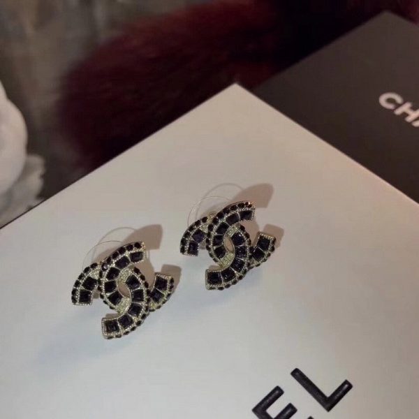 18K CC Black Crystals Earrings - Image 4