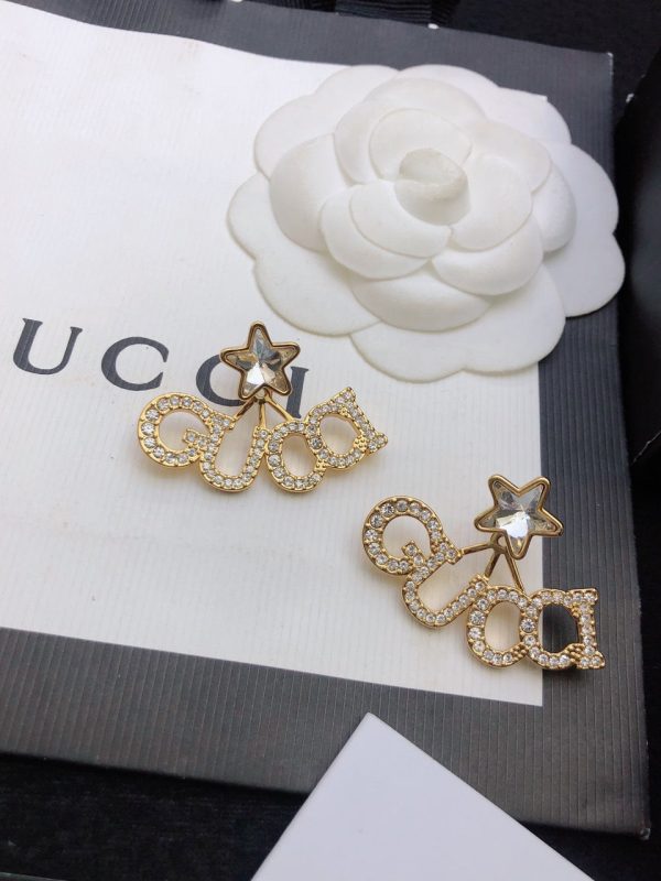 18K Double G Script Star Earrings - 图片 2