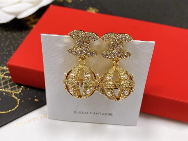 18K CC Ball Drop Earrings - Image 3