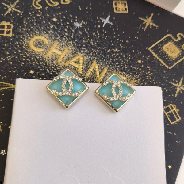 18K CC Blue Resin Earrings - 图片 3