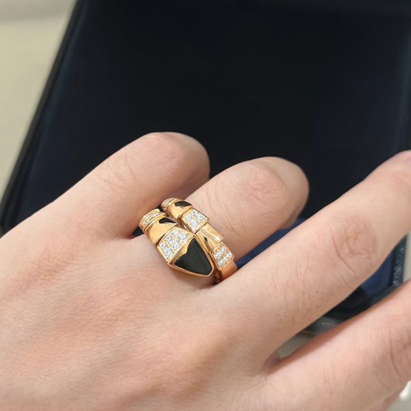 18K BV Serpenti Viper Black Ring - Image 3