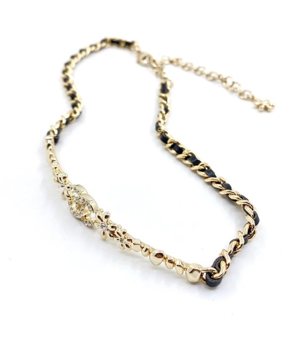 18K CC Leather Choker Necklace - 图片 3
