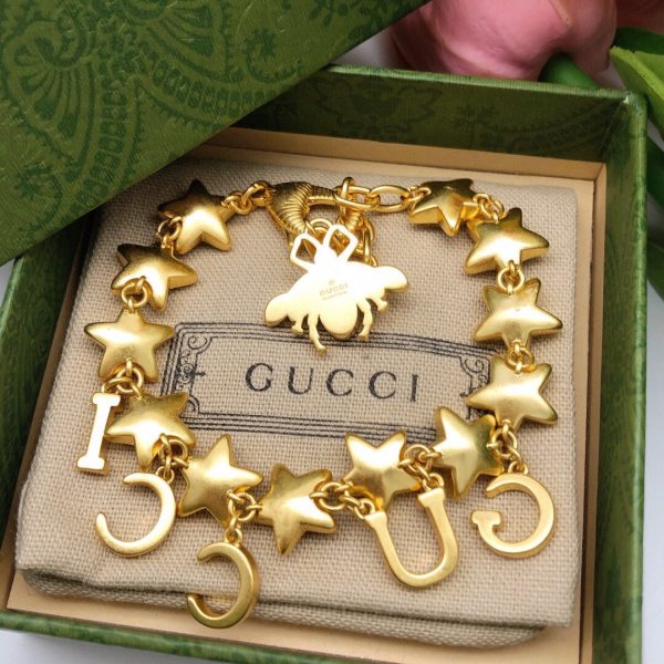 18K Double G Script Crystals Bracelet - 图片 2