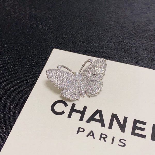 18K CC Full Diamond Butterfly Brooch - 图片 3