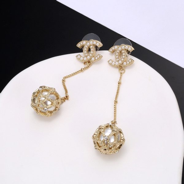 18K CC Pearl Long Earrings - 图片 4