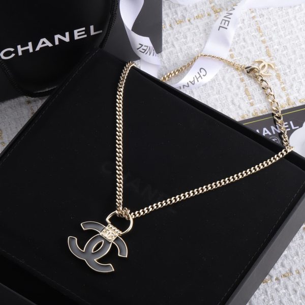 18K CC Black Resin Logo Necklace - 图片 4