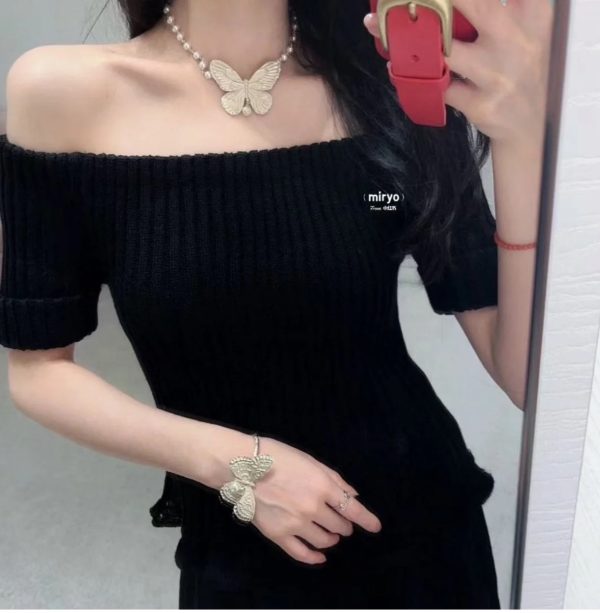 18K CD Butterfly Choker Necklace - 图片 4