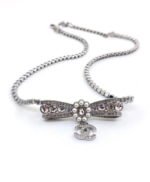 18K CC Diamonds Bow Tie Necklace - Image 3