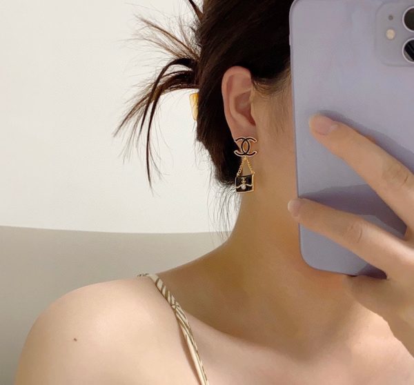 18K CC Classic Bag Pendant Earrings - Image 2