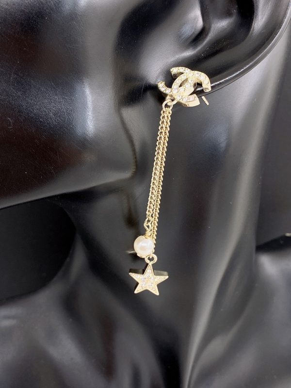 18K CC Pearl & Star Earrings - 图片 2