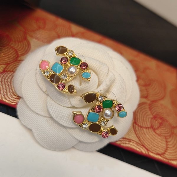 18K CC Multi-Color Crystals Earrings - 图片 5