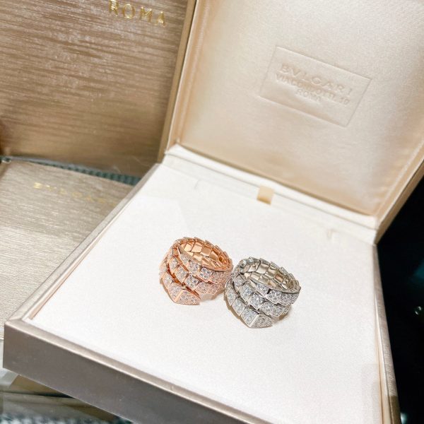 18K BV Serpenti Viper Full Pave Diamond Ring - Image 5