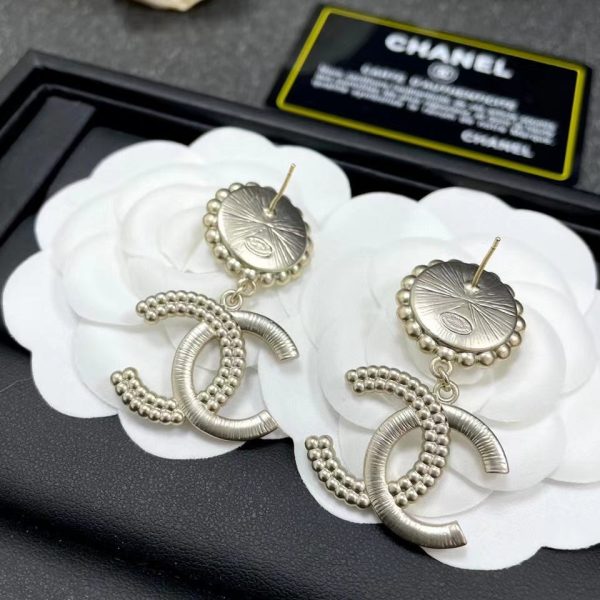 18K CC Diamond Drop Earrings - 图片 4