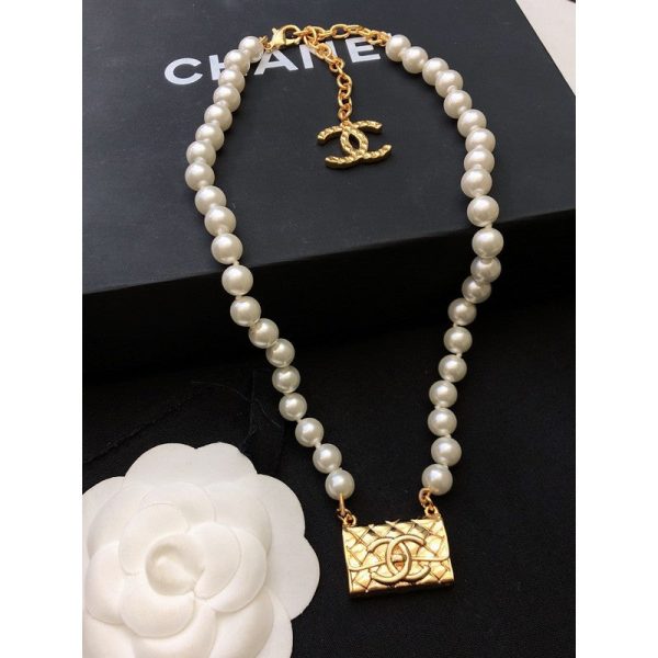 18K CC Pearl Bag Pendant Necklace - 图片 2