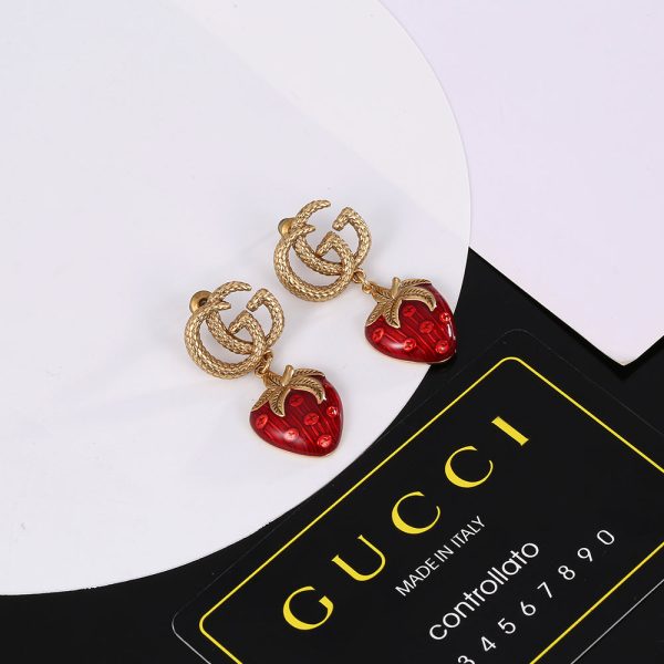 18K Double G Strawberry Earrings - 图片 4