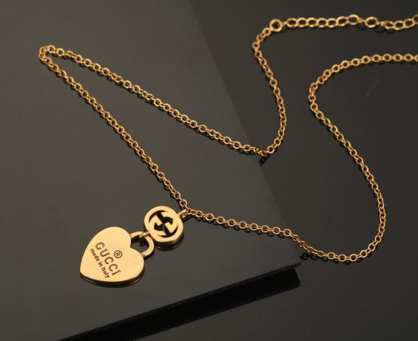 18K Double G Heart Pendant Necklace - 图片 4