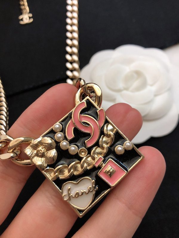 18K CC Pink Logo Chain Necklace - 图片 2