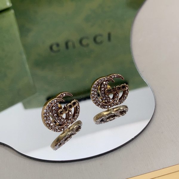 18K Double G Logo Diamonds Earrings - 图片 5