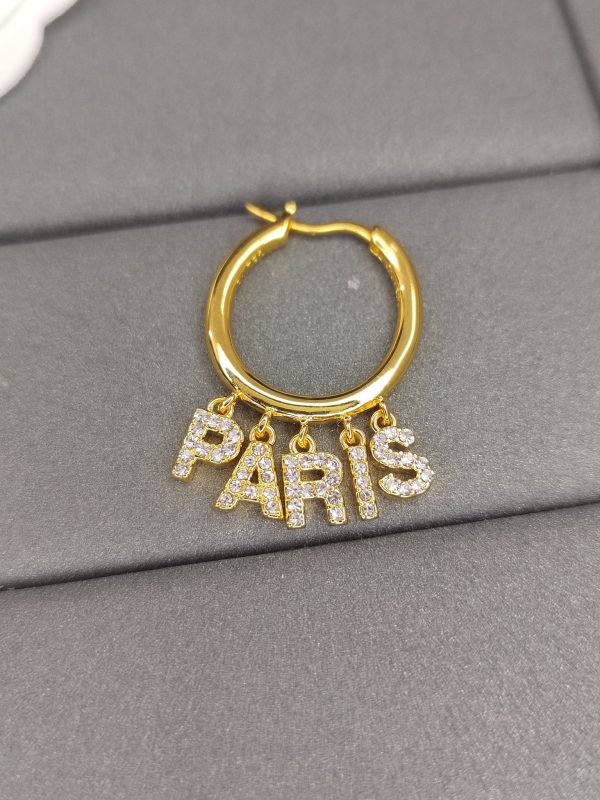 18K Triomphe Script Diamonds Earrings - 图片 3